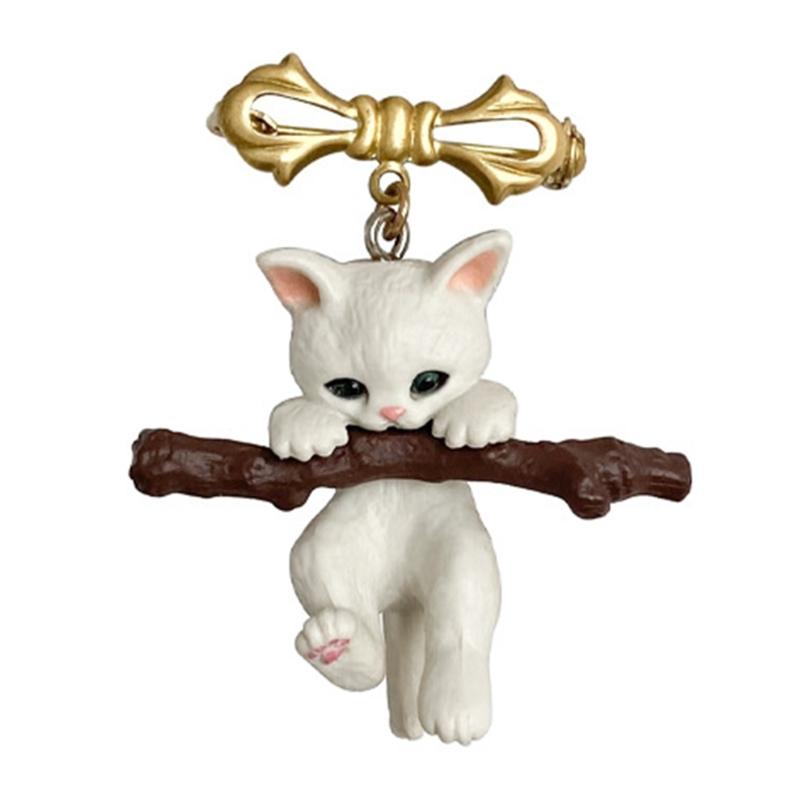 

Personality Cat with Branches Resin Brooch Fashion Cartoon Animal Cat Brooch Corsage Lapel Badge Jewelry Gift Women Girl