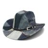 Fashion Street Splicing Top Hat European and American Style Retro with Metal Buckle Belt Jazz Hat Classic Durable Cowboy Hat