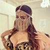 Luxuriöse Glänzende Strass-Langfransenmaske, Exotischer Stil AB-farbene Kristallmasken-Juwelierware