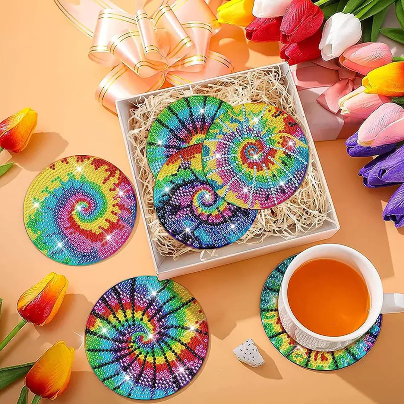 8 предметов/набор подставок с рисунком «Мандала» с держателем Подставка своими руками — фото 5