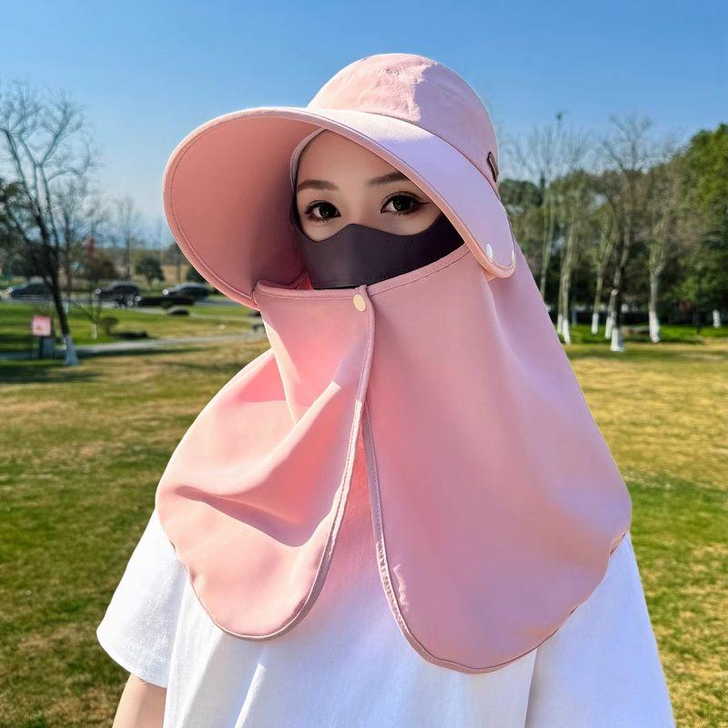 

2025 New Arrival Big Brim Sun Protection Hat Women s Summer UV Protection Removable Shawl Sun Hat Cycling Neck Protection Pink [detachable shawl]] One size
