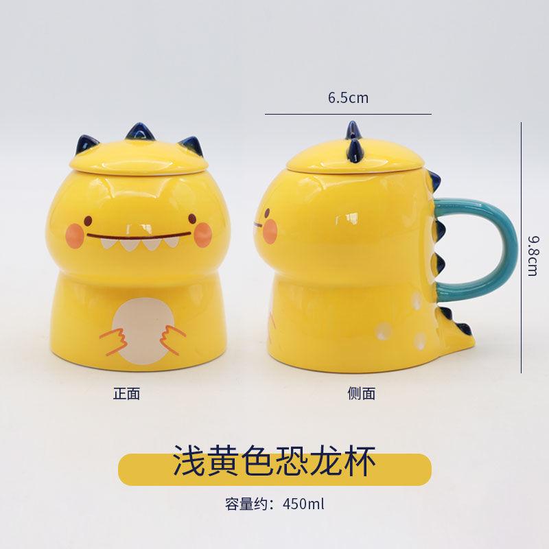 Unicorn Ceramic Water Cup Dinosaur Shaped Mug with Cover Spoon Creative Hand Painted Cartoon Super Cute Super Cute Personality