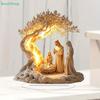 Acrylic Jesus Tree Of Life Nativity Scene Figurine,Holy Family Religious Decor,Christmas Resin Ornament For Home Decor