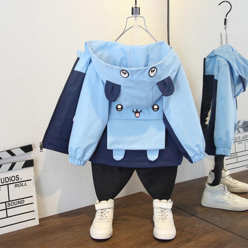 Boys and Girls Fall Jacket Spring and Autumn Section of The Children's Fall Thin Jacket Small Baby Cartoon Hooded Tops