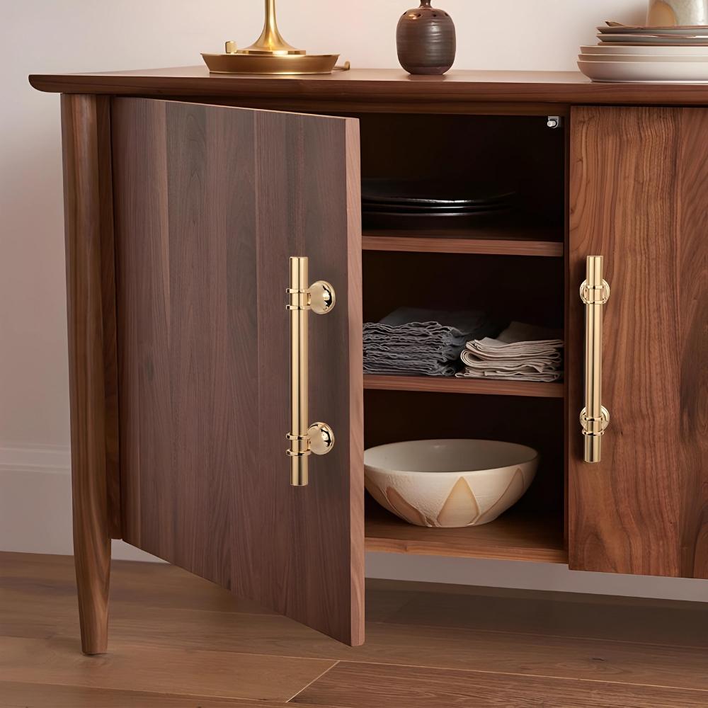 Furniture handle, metal railing for cabinet drawers, gold gloss, screws 128mm