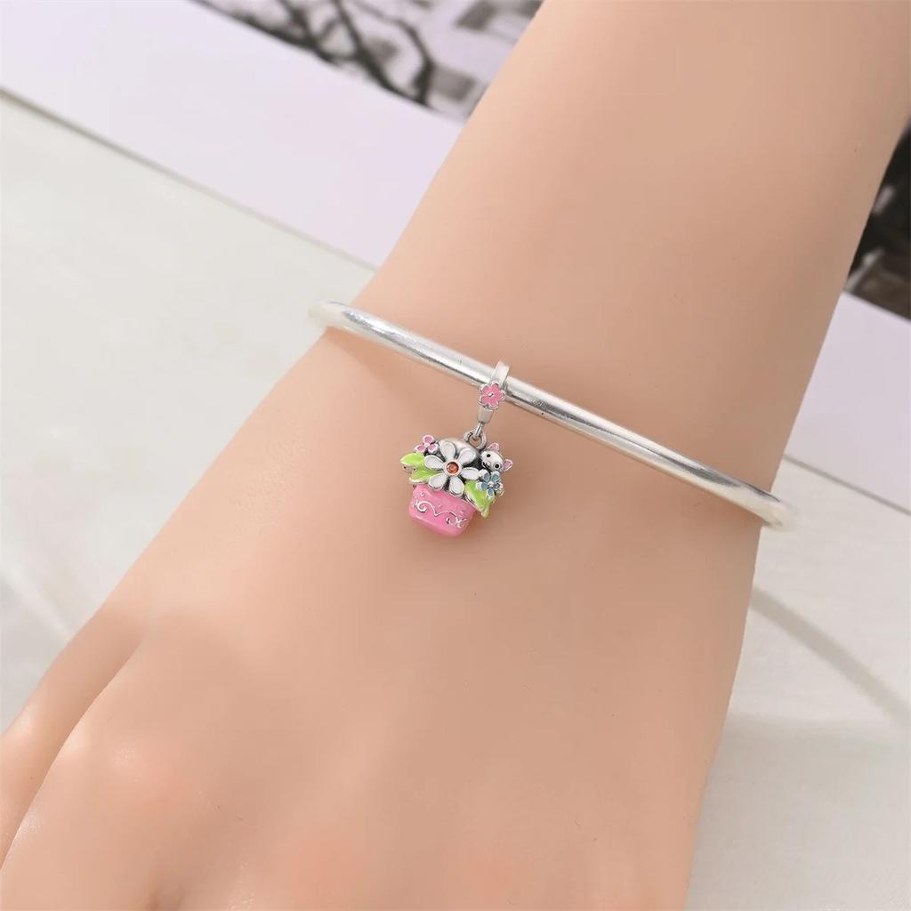Kupfer Romantische Blumen Anhänger Blühende Rosen Anhänger Perlen Passend für Original Armbänder Halsketten DIY Schmuck Geschenk für Frauen