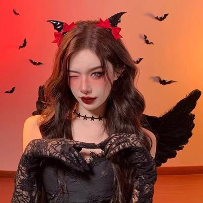2 Pcs Y2K Bat Wings Hair Clips Bow Devil Horn Hair Clips Fashion Bat Duckbill Clips  Cosplay