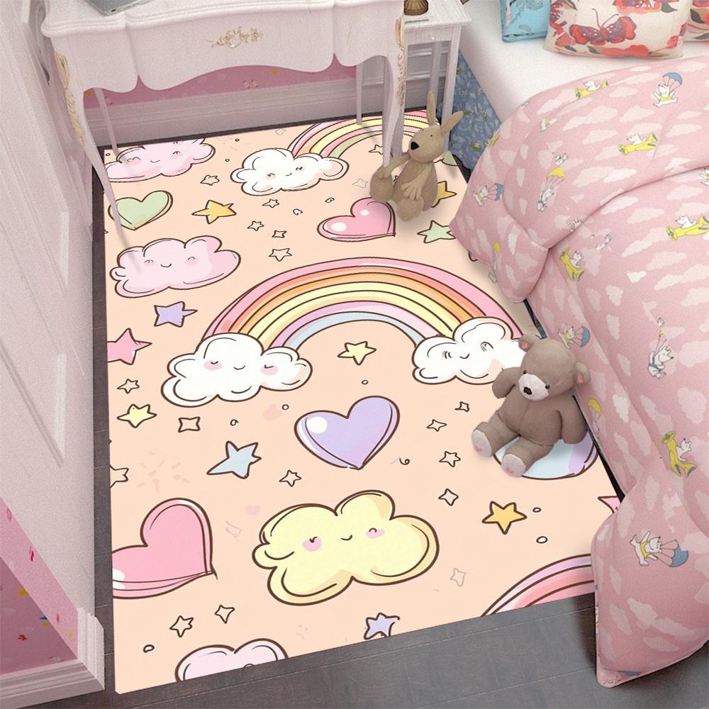 CKawaii Stern Regenbogen Teppich Kinderteppiche für Mädchen Zuhause Wohnzimmer Kinderteppich Schlafzimmer Sofa Fußmatte Bodenmatten Geschenk
