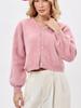 Autumn sophisticated soft V-neck mink fleece short knit cardigan for women, versatile lazy sweater jacket