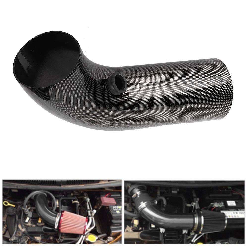 Universal Car 75mm Inlet Carbon Fiber Look Steel Cold Air Intake Pipe Accessory
