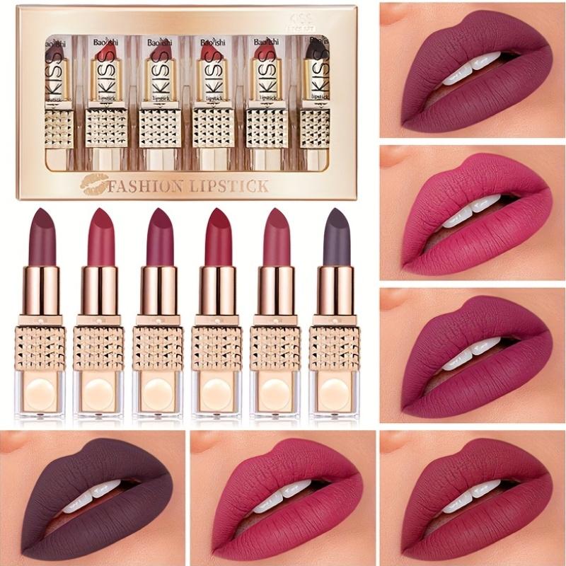 Rouge à lèvres pailleté 6 couleurs, waterproof, longue tenue, diamant, nacré, métallisé, noir, brillant à lèvres, maquillage pour femmes