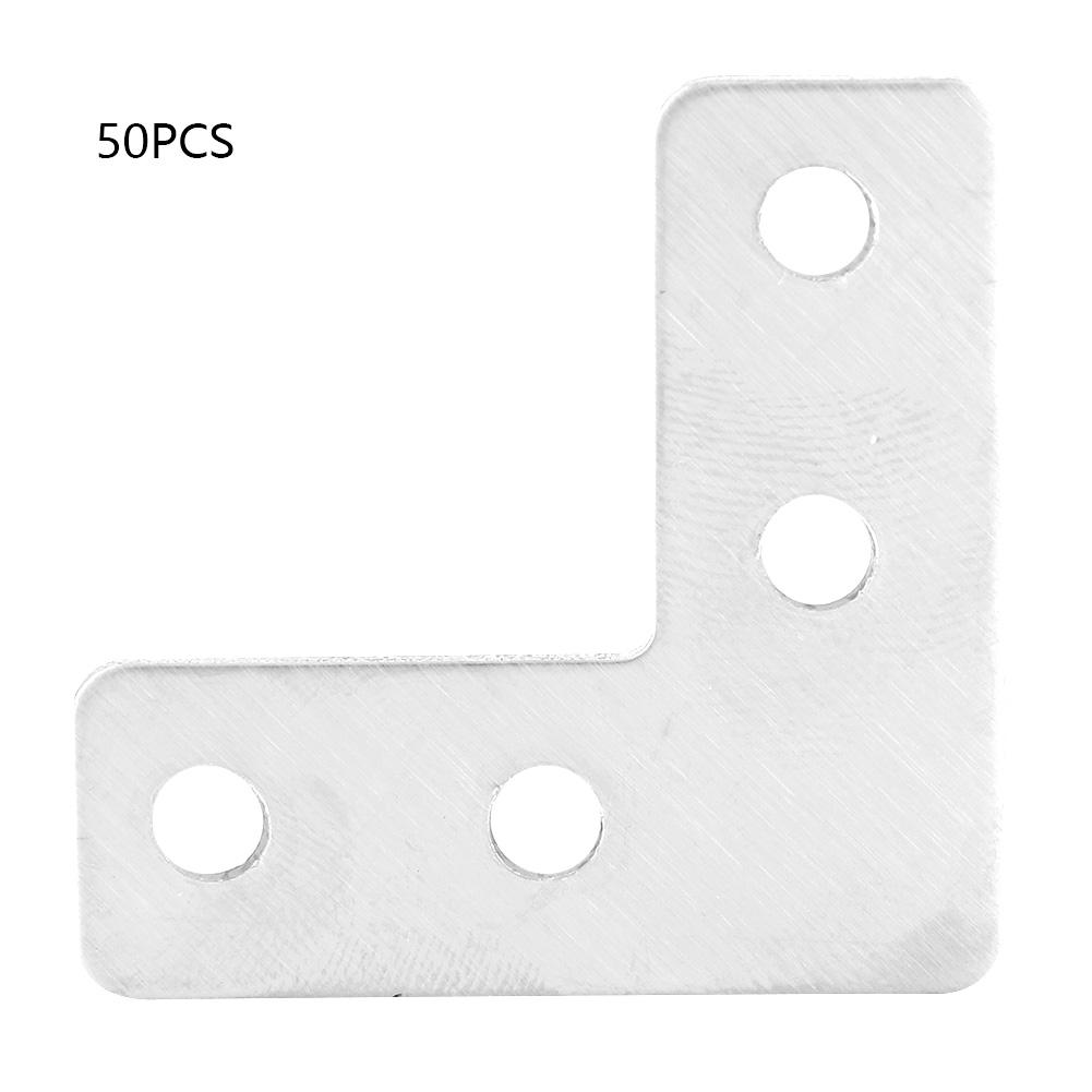 50 peças Placa de Canto em L de Aço Inoxidável Conector Conexões para Móveis Conectores (80 mm)
