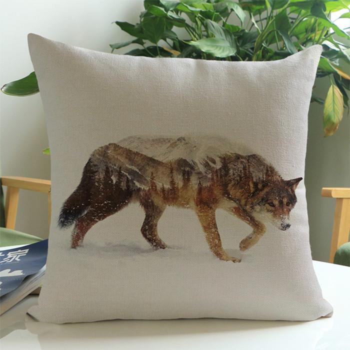 Animal Landscape Special Design Style Throw Pillow Case Rabbit Wolf Dog Elk Home Decor Living Room Sofa Cushion Cover Cojines