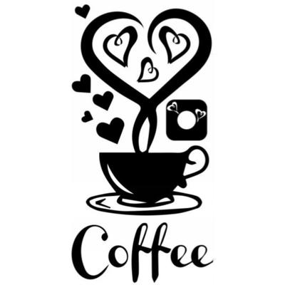 Stickers VOOR de keuken stickerbekers koffie koffie hartjes 100 x 50 cm G262