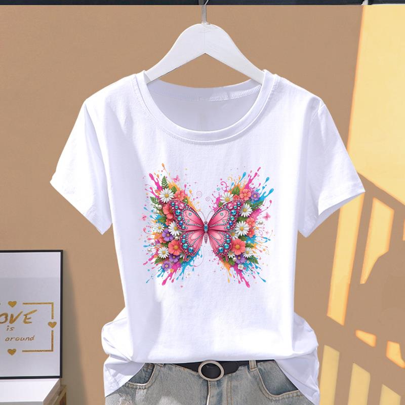 (Asian Size) Women's Top T Clothing leopard style Print O-neck Fashion Female Casual Graphic Tee Short Sleeve T-shirts