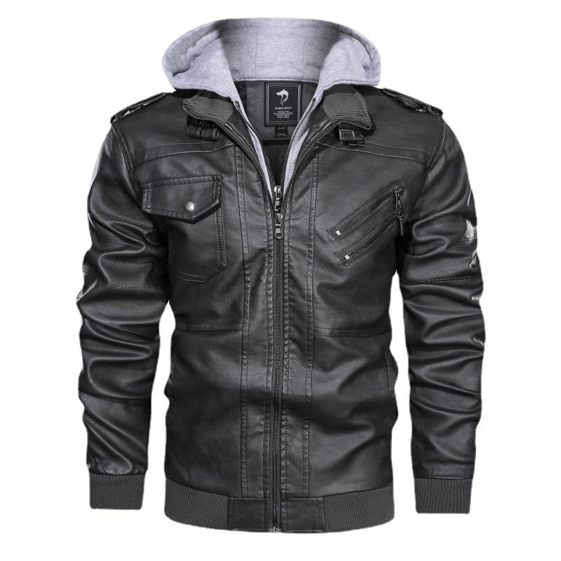 

Новые мужские кожаные куртки осенняя повседневная мотоциклетная куртка из искусственной кожи байкерские кожаные пальто с капюшоном весенняя новинка мужская куртка из искусственной кожи XXL серый
