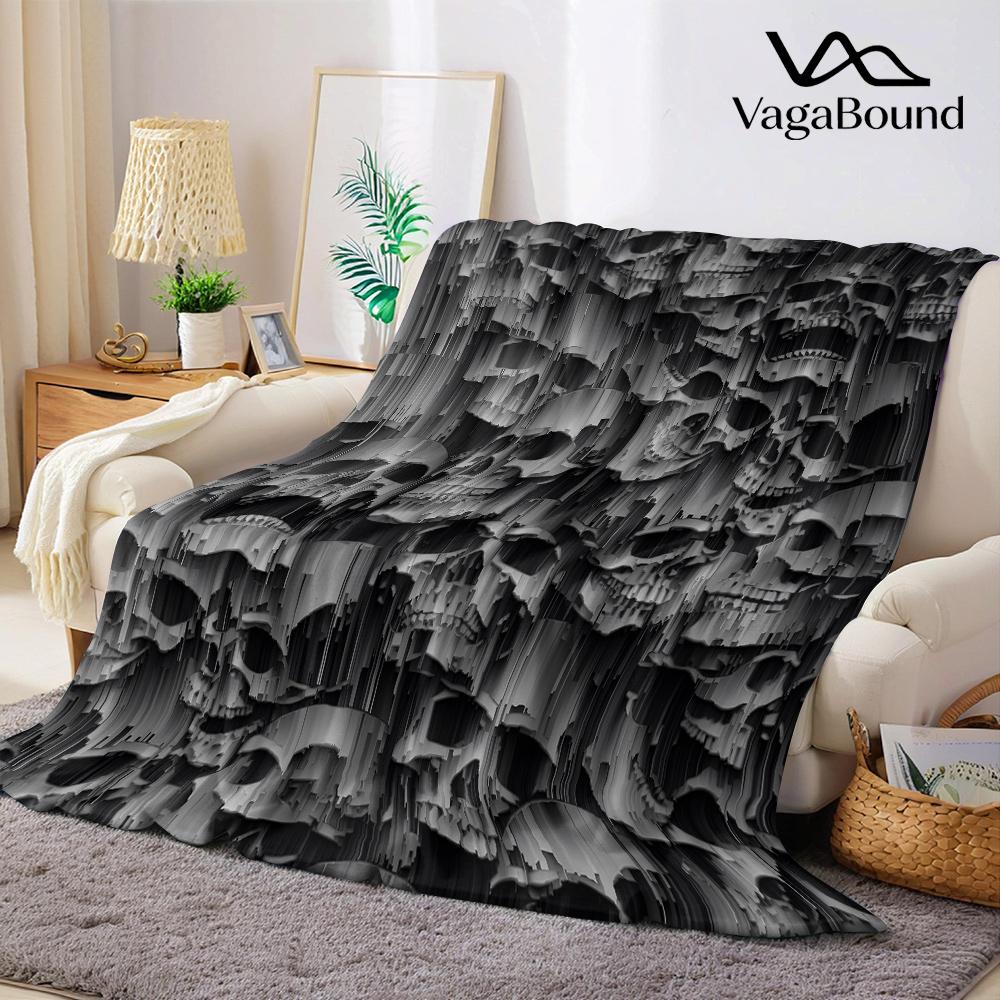 Dark Skeletons Horror Flannel Blanket Warm Soft Halloween Christmas All-Season Couch Decorative Cozy Warm Gift