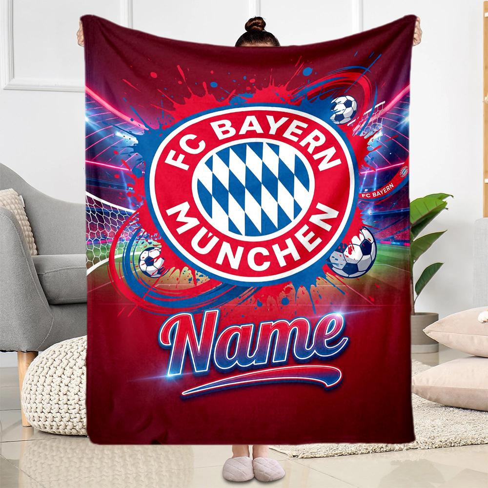 Bayern Munich Fan Gear Personalized Text Blanket Lightweight Customizable Blanket Ultra-Soft for Chair Picnics Bed Office Chair Ideal for All Seasons