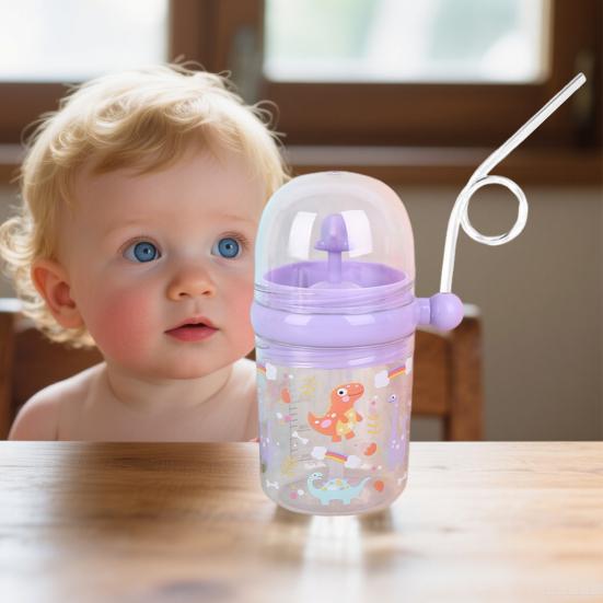 Whale Squirt Drinking Cup with Straw Leak Proof Reusable Sippy Cup for Kids 260ml Whale Fountain Tumbler for Party School Beach