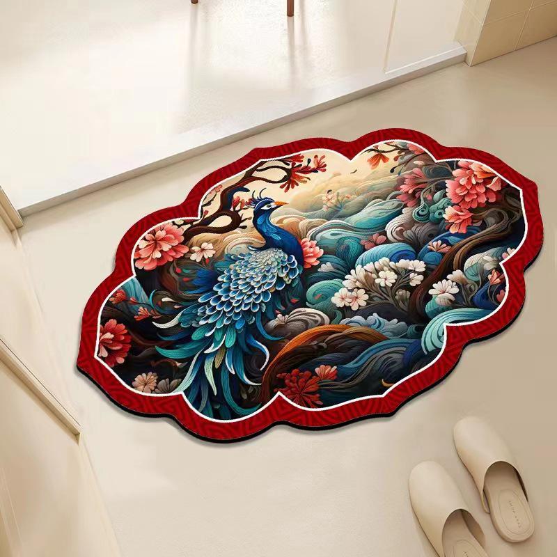 Chinese Floral Diatomaceous Earth Non-Slip Quick-Dry Floor Mat
