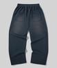Beodeonteu (Fleece-Lined) Vintage Washed Diagonal Cut Line Sweatpants [Navy]