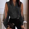New Autumn/Winter Fashionable V-neck Lace Long-sleeved Blouses for Women