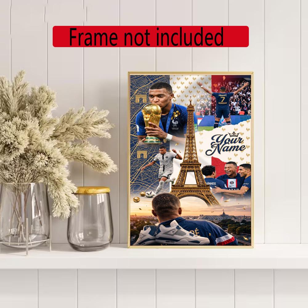 Mbappe Customize Text Diamond Painting Round Diamond Mosaic Suitable For Beginners Diamond Painting Rhinestones Gift Frameless
