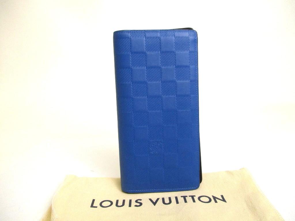 Authentic LOUIS VUITTON Damier Infini Blue Leather Wallet Portefeuille Brazza #a912  Refurbished
