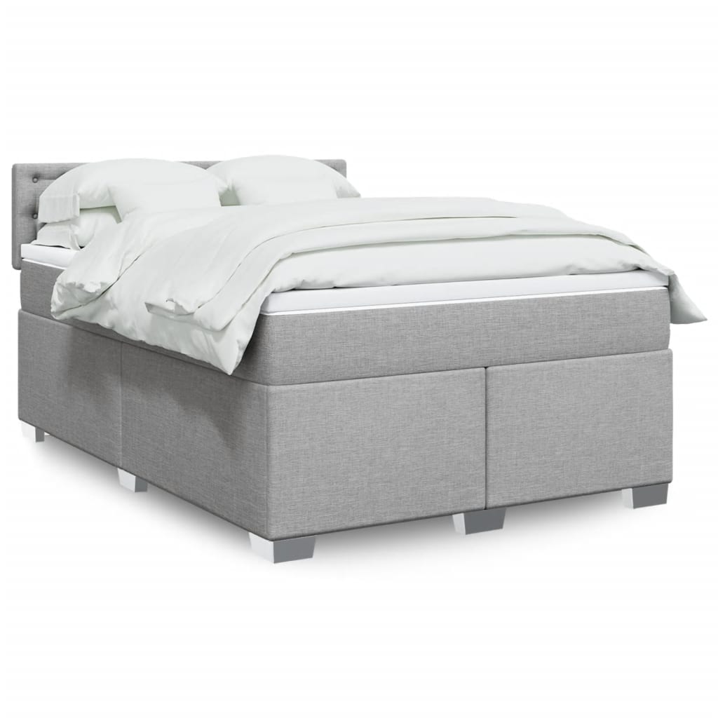 Vidaxl Letto Continentale Con Materasso, Grigio Chiaro, Tessuto, 140X190Cm