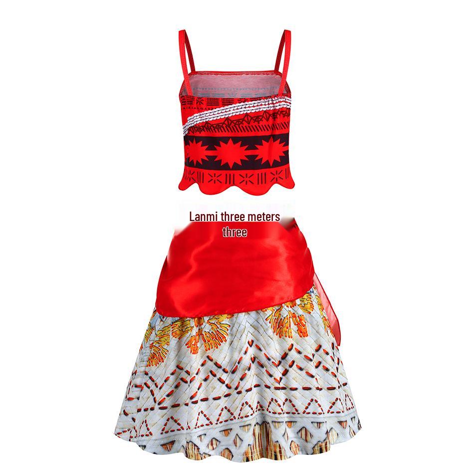 Kids' Moana Cosplay Two-Piece Set: Skirt & Grass Skirt Costume