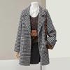 Sibaishi Women's Houndstooth Winter Lapel Coat