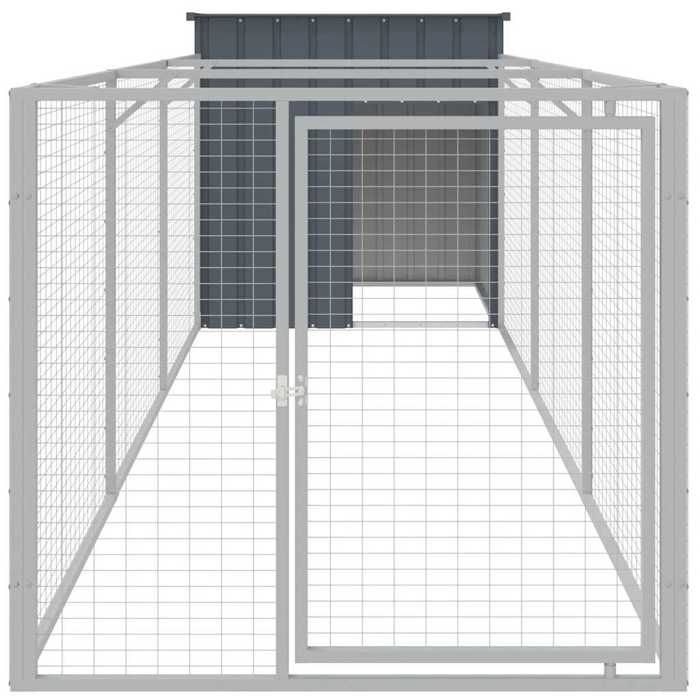 VidaXL Niche pour chien avec cour anthracite 110x405x110 cm, cage pour chien, abri pour chien, maison pour animaux, cages 3189079