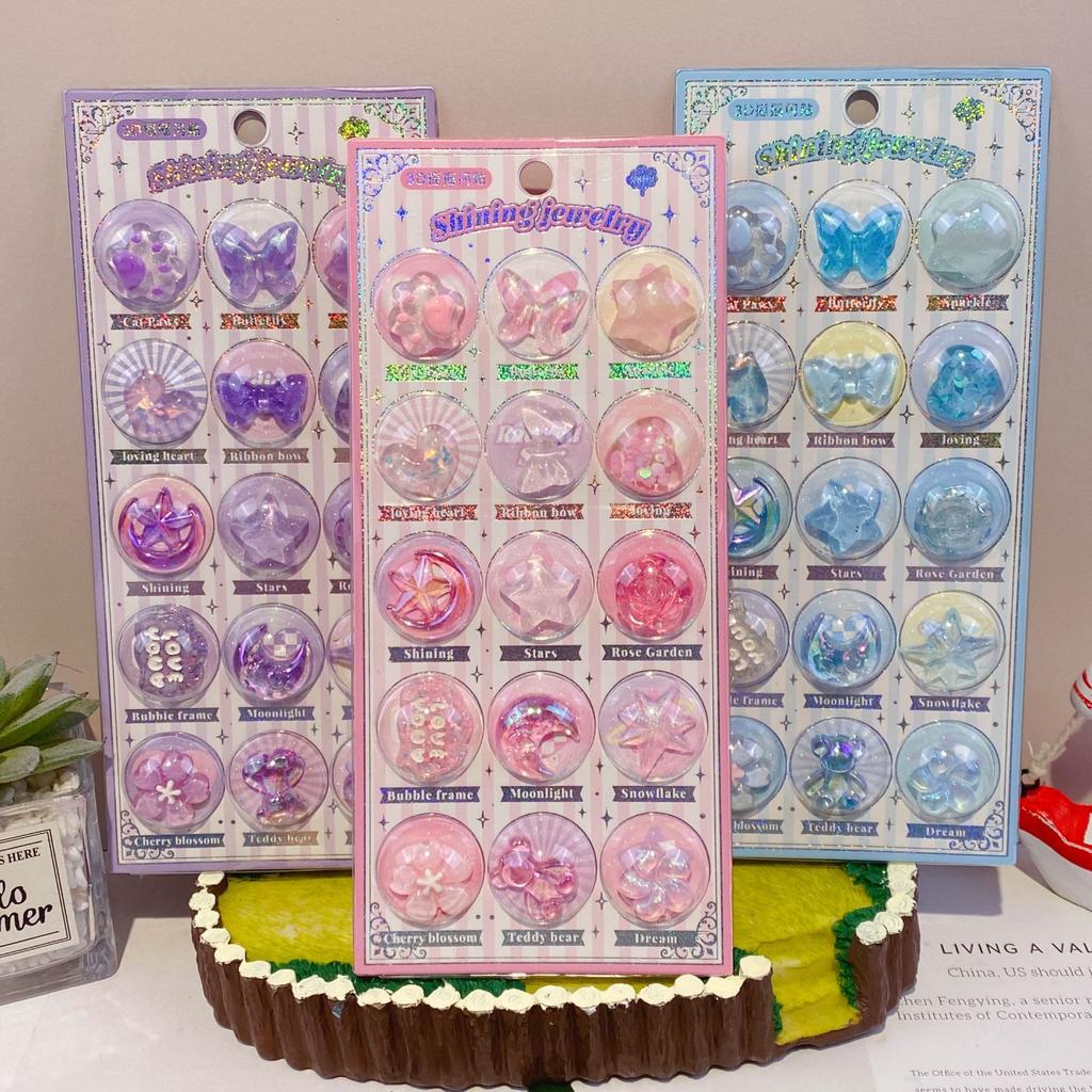 1Pcs 3D Relief Sticker Candy Crystal Butterfly Star Sticker Diy Scrapbook Notebook Decorative Sticker Reward Gift