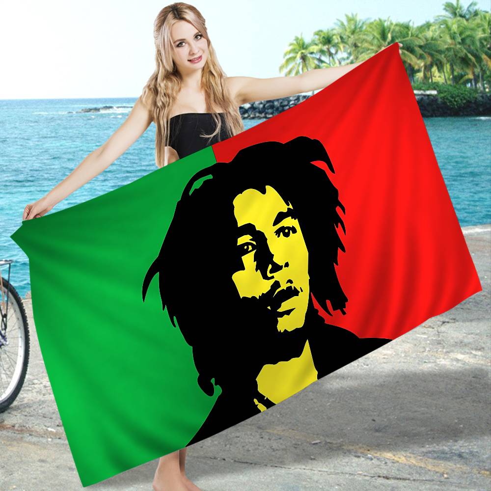 Bob Marley Rasta Löwe Mikrofaser Bedrucktes Strandtuch Bergsteigen Yoga Strand Schwimmen Laufen Saugfähiges Weiches Handtuch