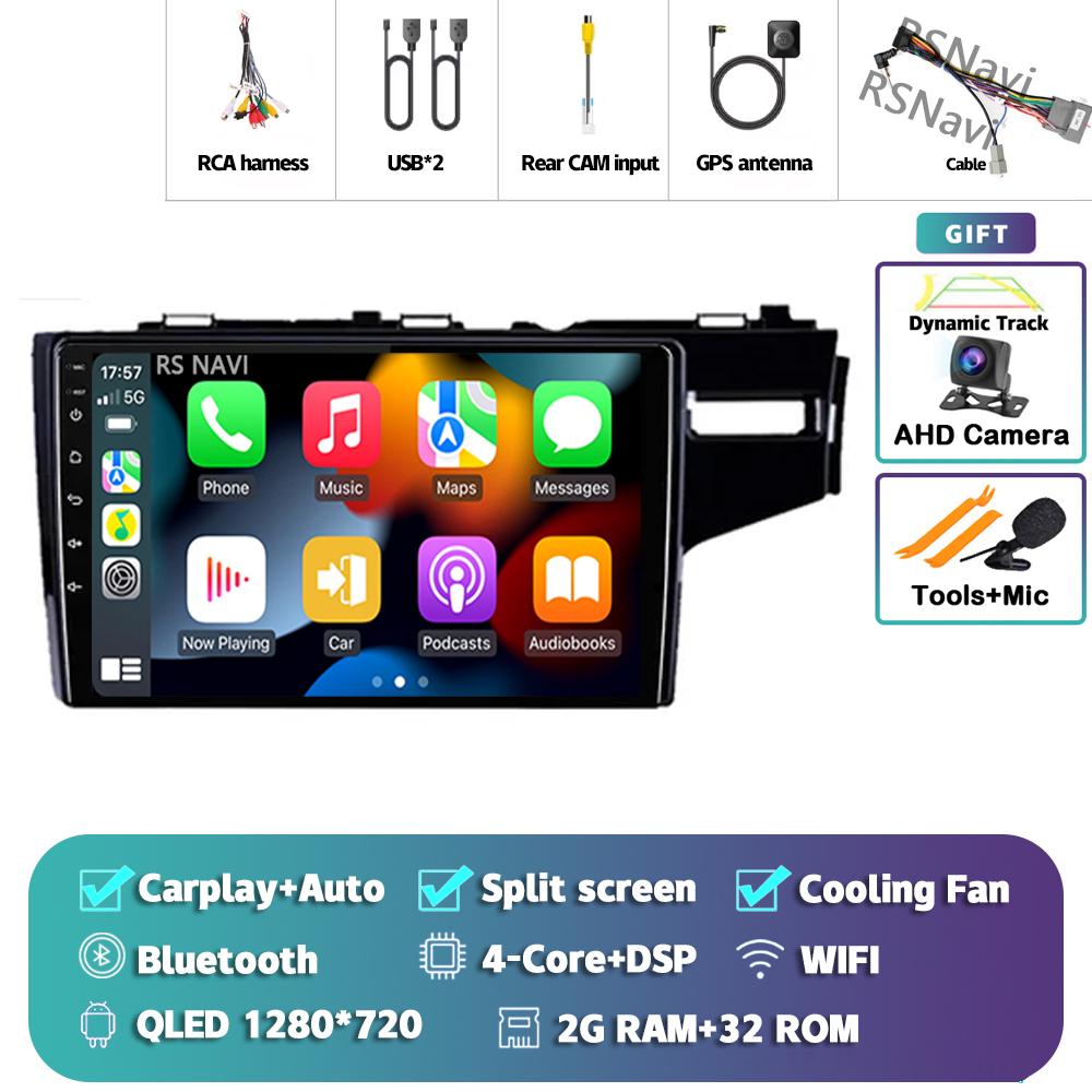 Android 14 Carplay Auto For Honda Jazz Fit 2014 - 2015 Car Radio Player Multimedia Stereo 360 Camera Navigation Video AI Voice