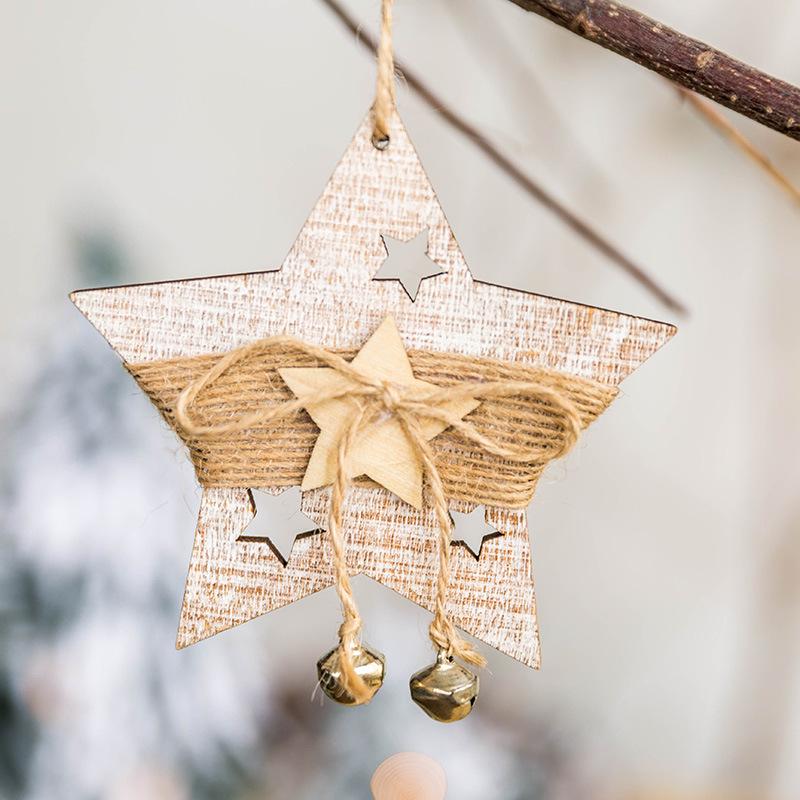 Wooden Christmas Tree Five Pointed Star Reindeer Socks Small Pendant Decoration Christmas Decoration Christmas Tree Pendant Matching