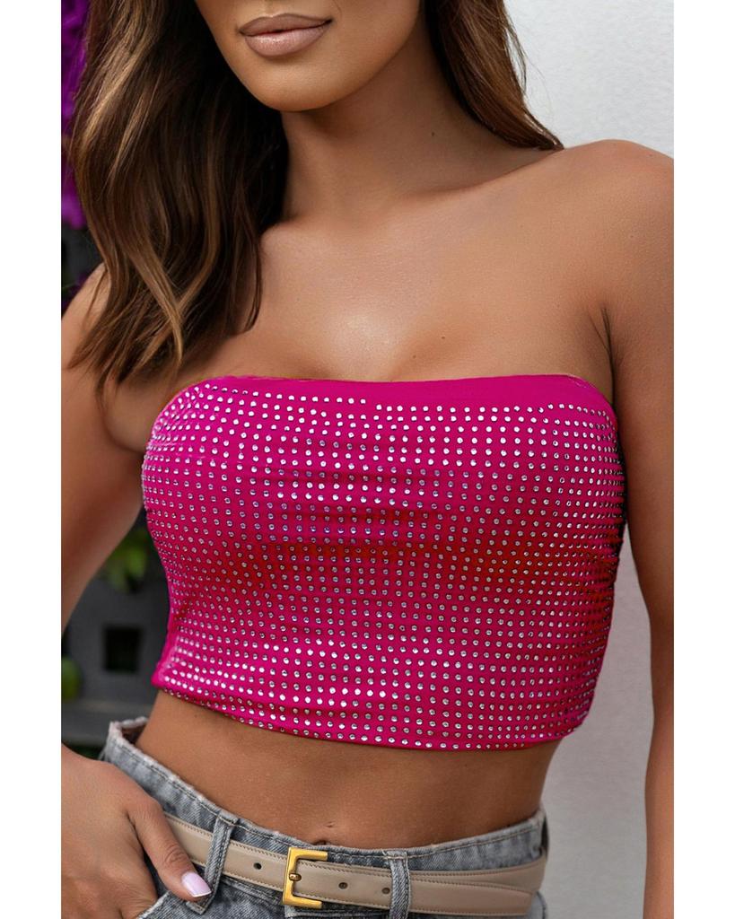 Azura Exchange Rhinestone Embellished Crop Top