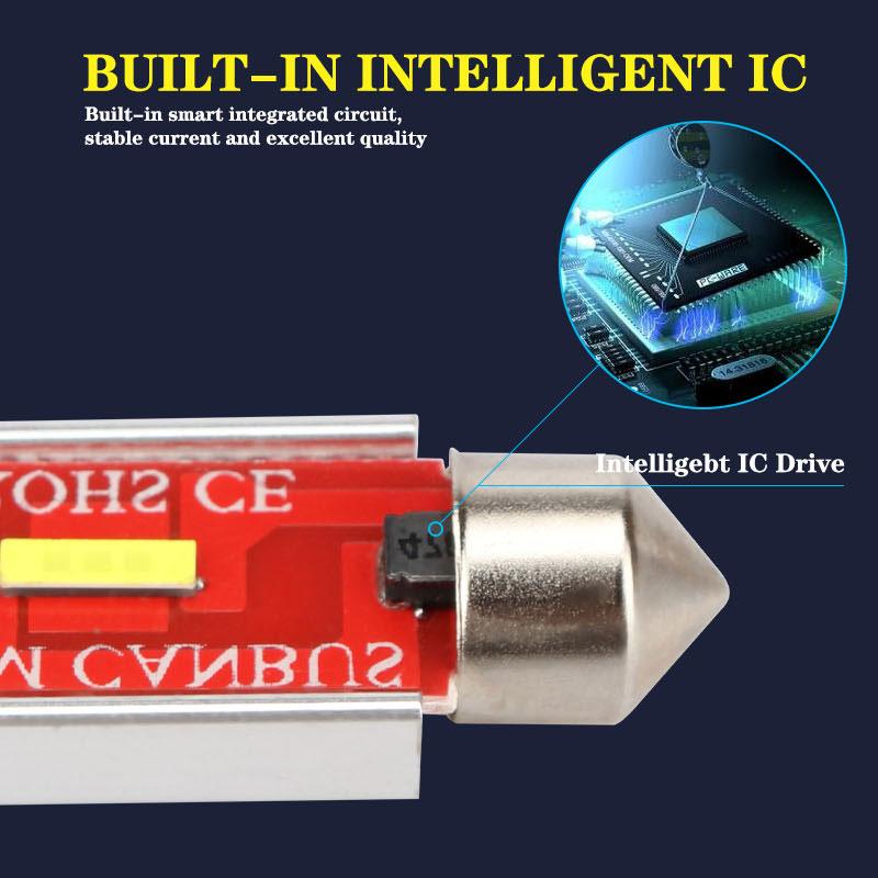 2PCS 12-24V C5W Led Bulb Lamp 1860 CSP 31mm Festoon 36mm 39mm 41mm  License Plate Car Interior Reading Light Dome Light White