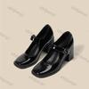 Woman Marie Janes Shoes Women British Style Black Chunky Heel Square Toe Single Shoe New Design Buckle Dress Shoes Elegant Pumps