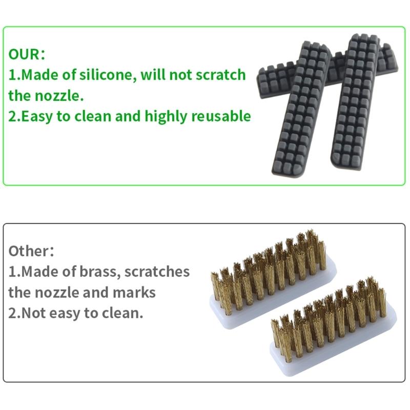 3D Printer Nozzle Cleaning Brush Soft Silicone Easy to Use for 3D Printer Thoroughly Removes