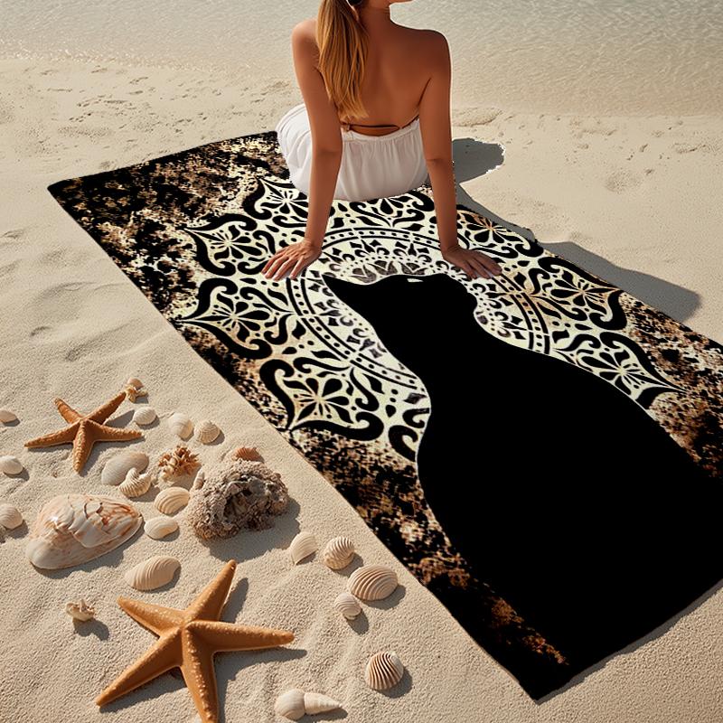 Crystal Cats Fantasy Beach Towel, Super Soft Microfiber, Gift for Her/Him, Birthday, for Pool, Beach, Travel, Home Decor Fan gifts