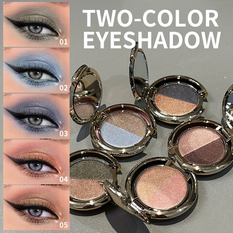 Dual-Tone Eyeshadow Shimmer & Smoky Brown/Blue-Black Multi-Color Eyeshadow Palette - Wet/Dry Formula, Long-Lasting Waterproof & Sweatproof Eyeshadow