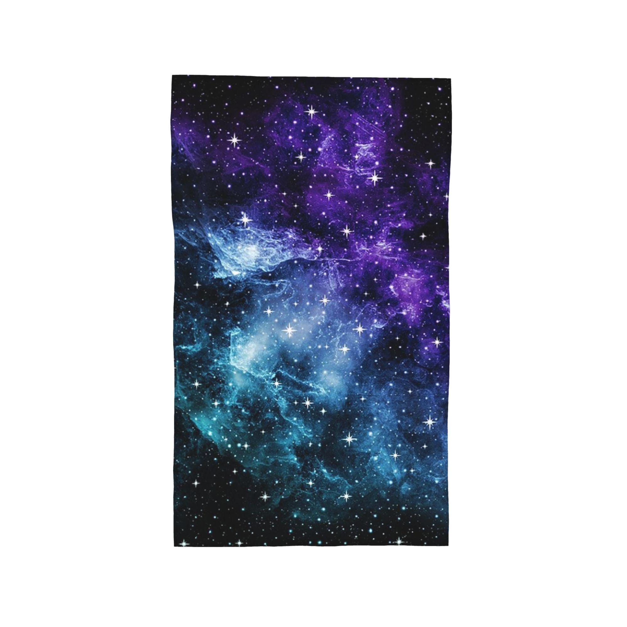Purple Teal Galaxy Nebula Dream Soft Face Towel Quick Dry Pool Bath Cotton Towels Absorbent W30*H60(CM)