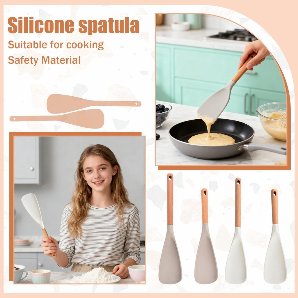 Multifunctional Silicone Kitchen Utensil, 2-in-1 Multifunctional Spatula, Can Be Used For Cooking And Serving Food (small + Large Size).