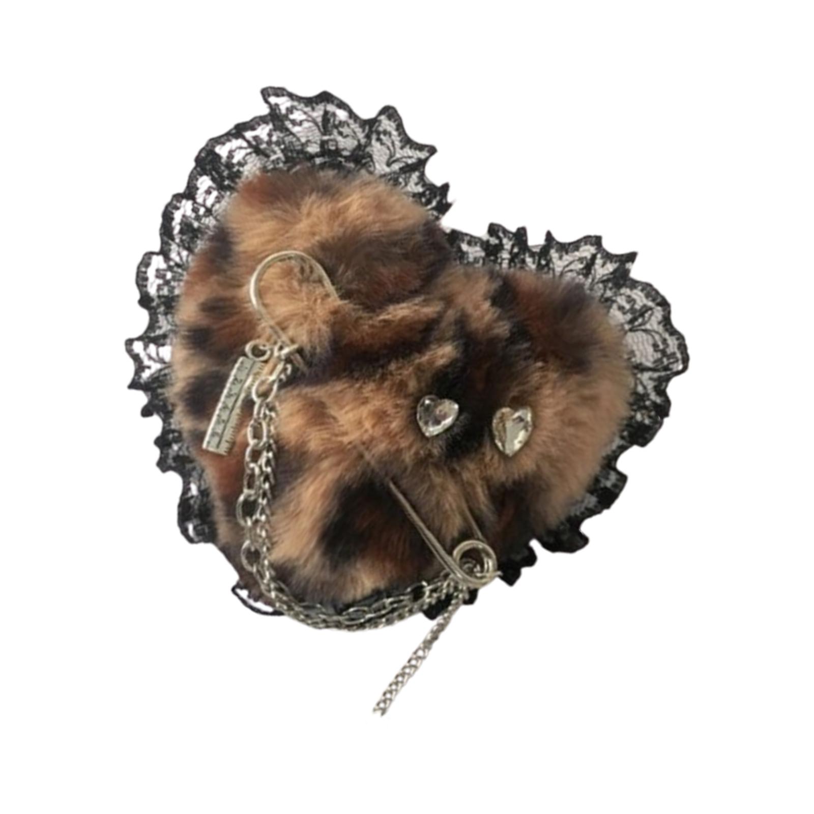 Furry Barrettes Kid Hairpins Brooch Hair Barrettes for Women Girl Large Heart Hair Clip Heart with Subculture 1