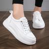 BKQU Leather Women's White Casual Shoes Woman Vulcanized Sneakers Slip on Sports Shoes Walking Running Platform Flats Footwear