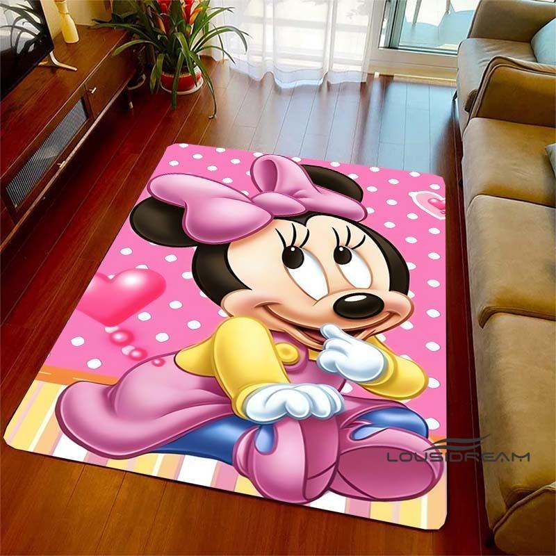 Cute Pink Minnie Mouse Cartoon Rug, Suitable for Living Room, Bedroom, Kitchen, Hallway, Children's Non-slip Floor Mat,