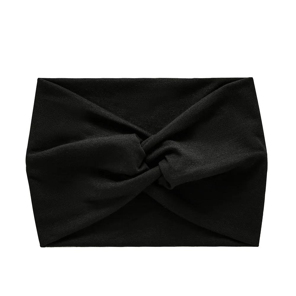 Simple Soild Color Twisted Extra Large Thick Wide Headbands Elastic Turban Workout Sports Hair Band Headwear