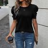 2026 Summer Women's European and American Versatile Puff Sleeve Casual T-shirt