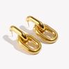 E.B.belle Gold Plated Basic Hollow Chain Stud Earring High Quality Stainless Steel Waterproof Party Fashion Women Chic Jewelry